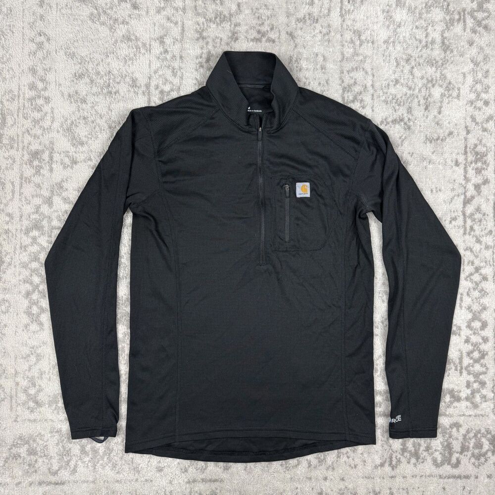 Carhartt Force 1/4 Zip Grid Fleece Pullover Men Regular Black MBL105 Size Medium